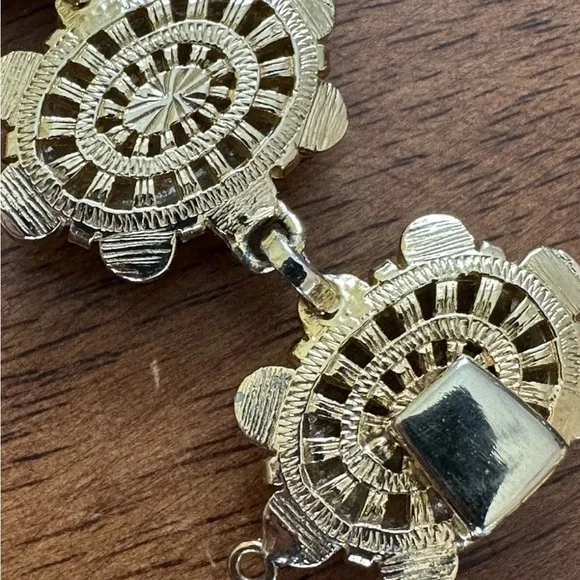 Nettie Rosenstein Gold Tone  Rhinestone Bracelet & Earrings Vintage Glam Signed - Picture 8 of 15